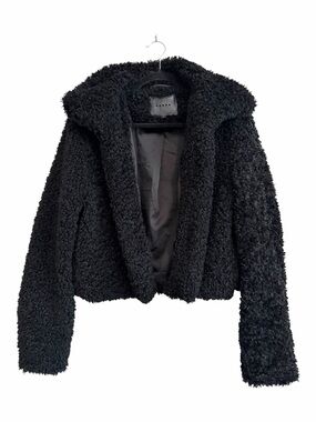 Blank NYC Faux Fur Teddy Cropped Jacket in Black Size Large
